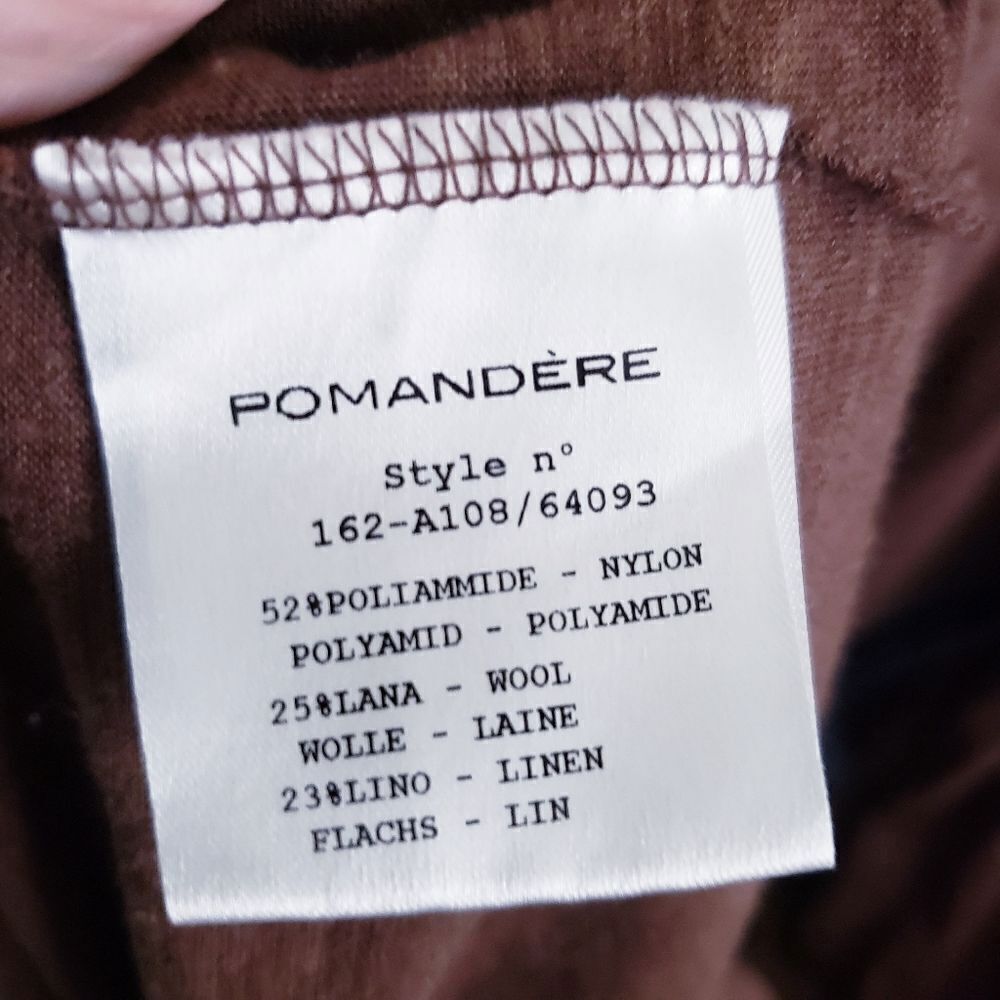 Pomandere Linen Wool Blend Brown Long Sleeve Dress - Picture 7 of 8
